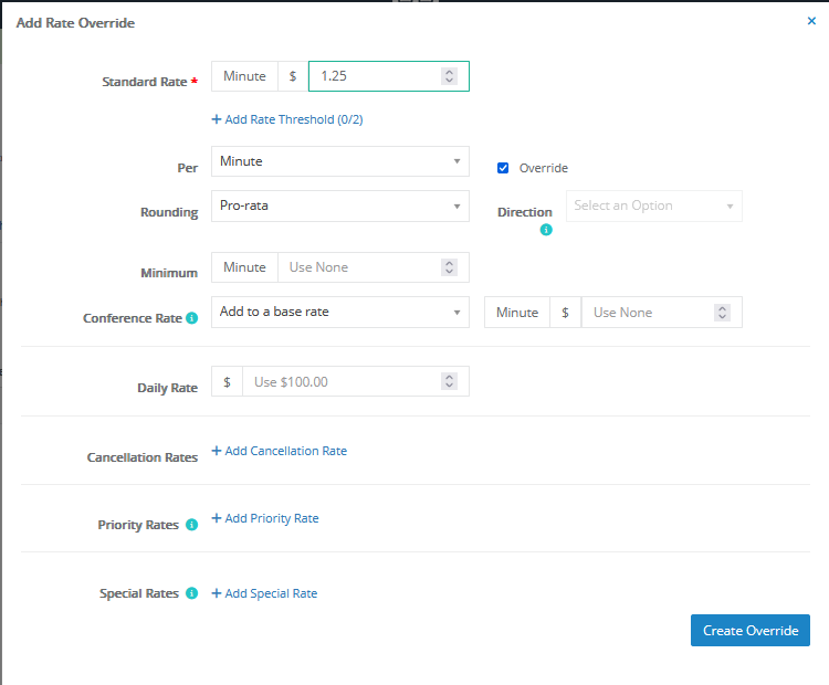 Rates Overview Setting Up Standard Rates, Rate Overrides Boostlingo